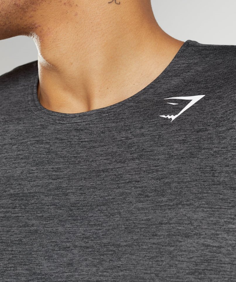 Podkoszulki Gymshark Arrival Slim Marl Męskie Czarne | PL 890ORS